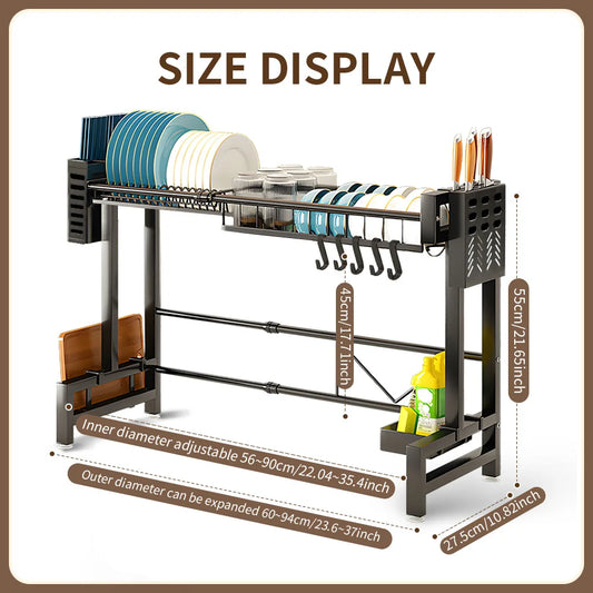 🧼 Keep Your Counter Clutter-Free – 2-Tier XL Dish Drying Rack