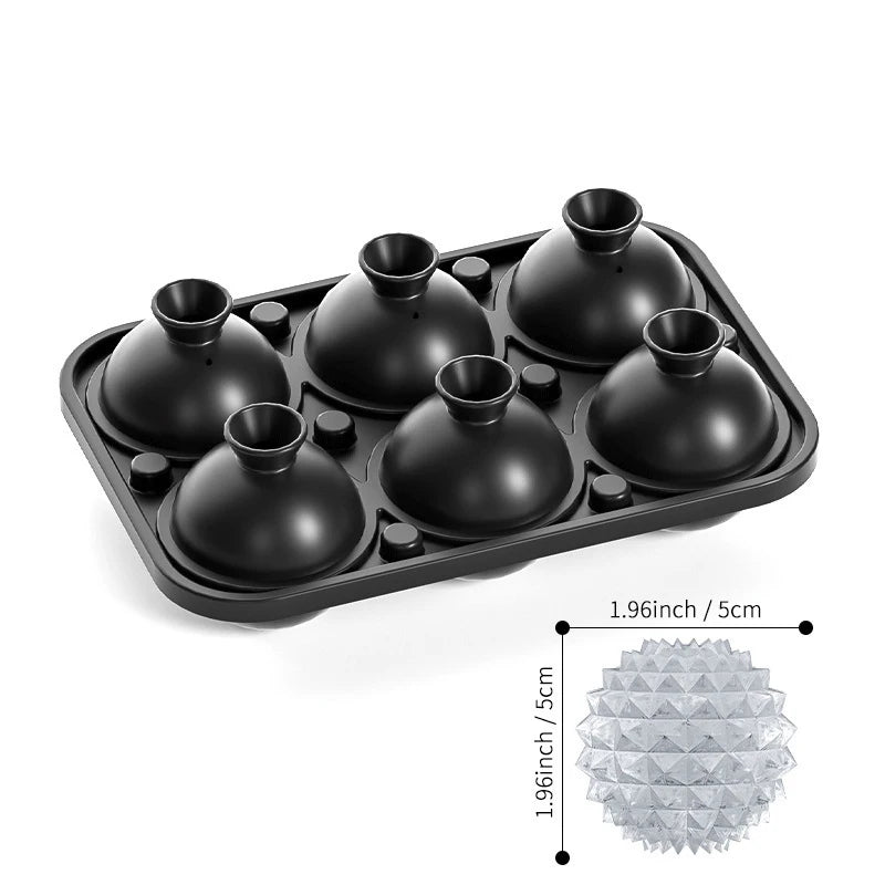 🧊 Crystal-Cut Large Ice Cube Tray – 6 Elegant Spheres for Whiskey, Cocktails & More