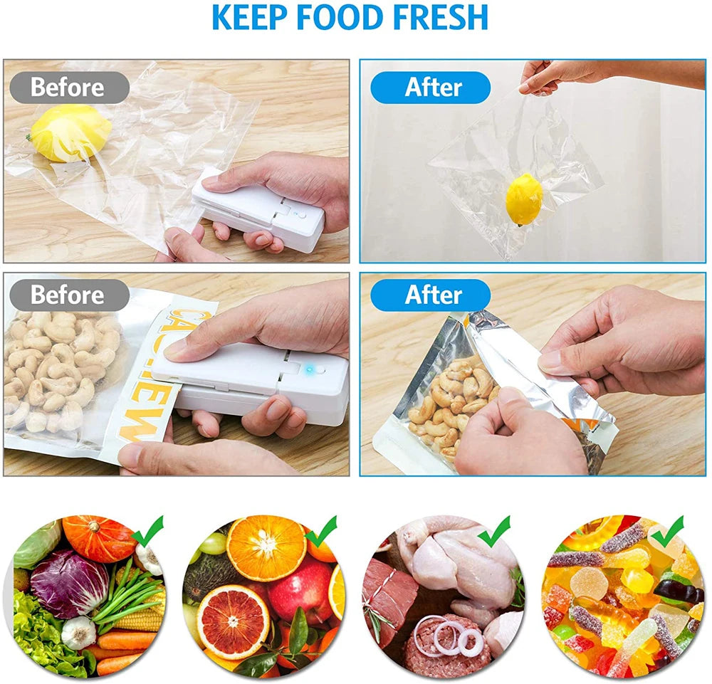 USB Mini Bag Sealer 2-in-1 Portable Heat Sealer & Cutter