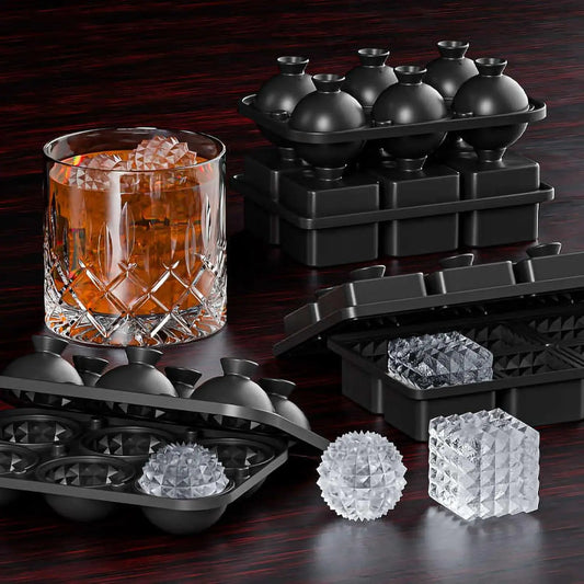 🧊 Crystal-Cut Large Ice Cube Tray – 6 Elegant Spheres for Whiskey, Cocktails & More