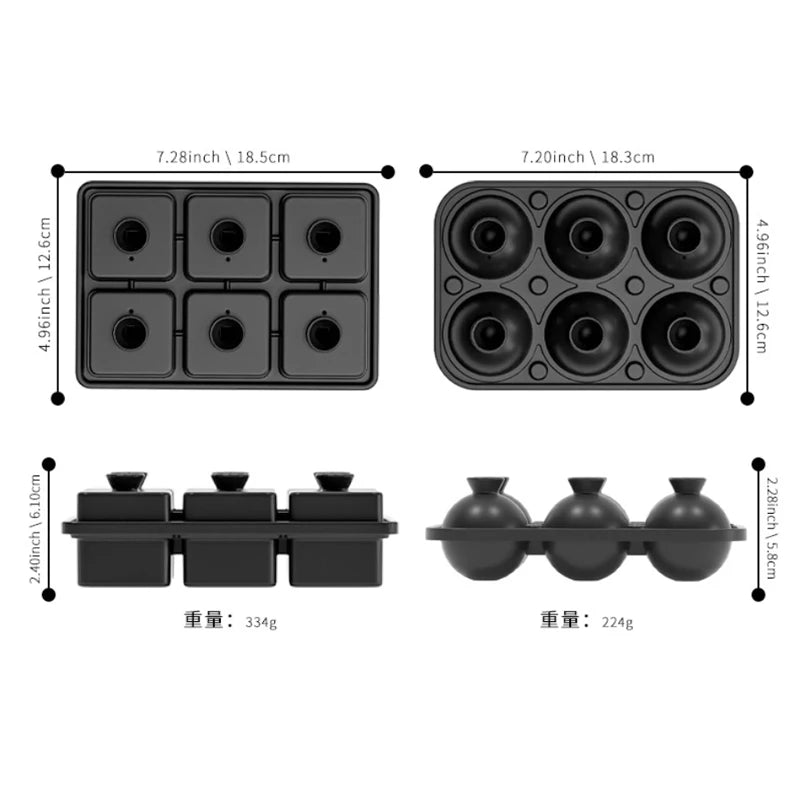 🧊 Crystal-Cut Large Ice Cube Tray – 6 Elegant Spheres for Whiskey, Cocktails & More
