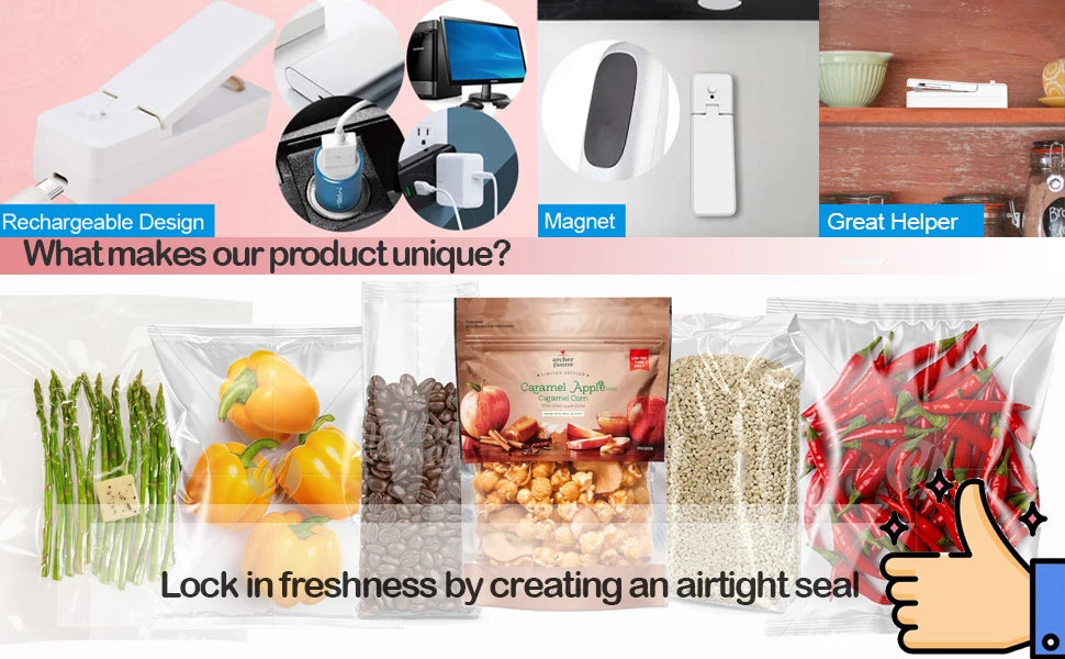 USB Mini Bag Sealer 2-in-1 Portable Heat Sealer & Cutter