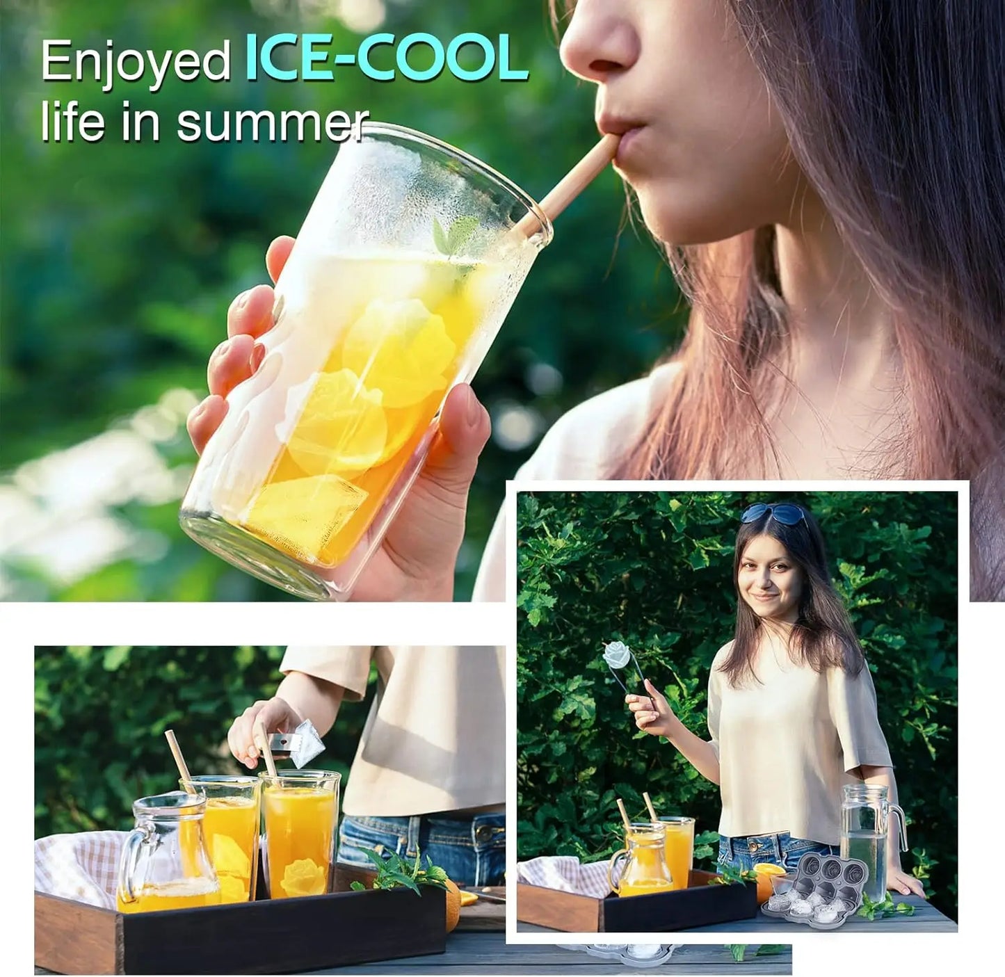 🌹 Rose & Diamond Ice Cube Mold – 6 Large Silicone Ice Balls for Cocktails & More