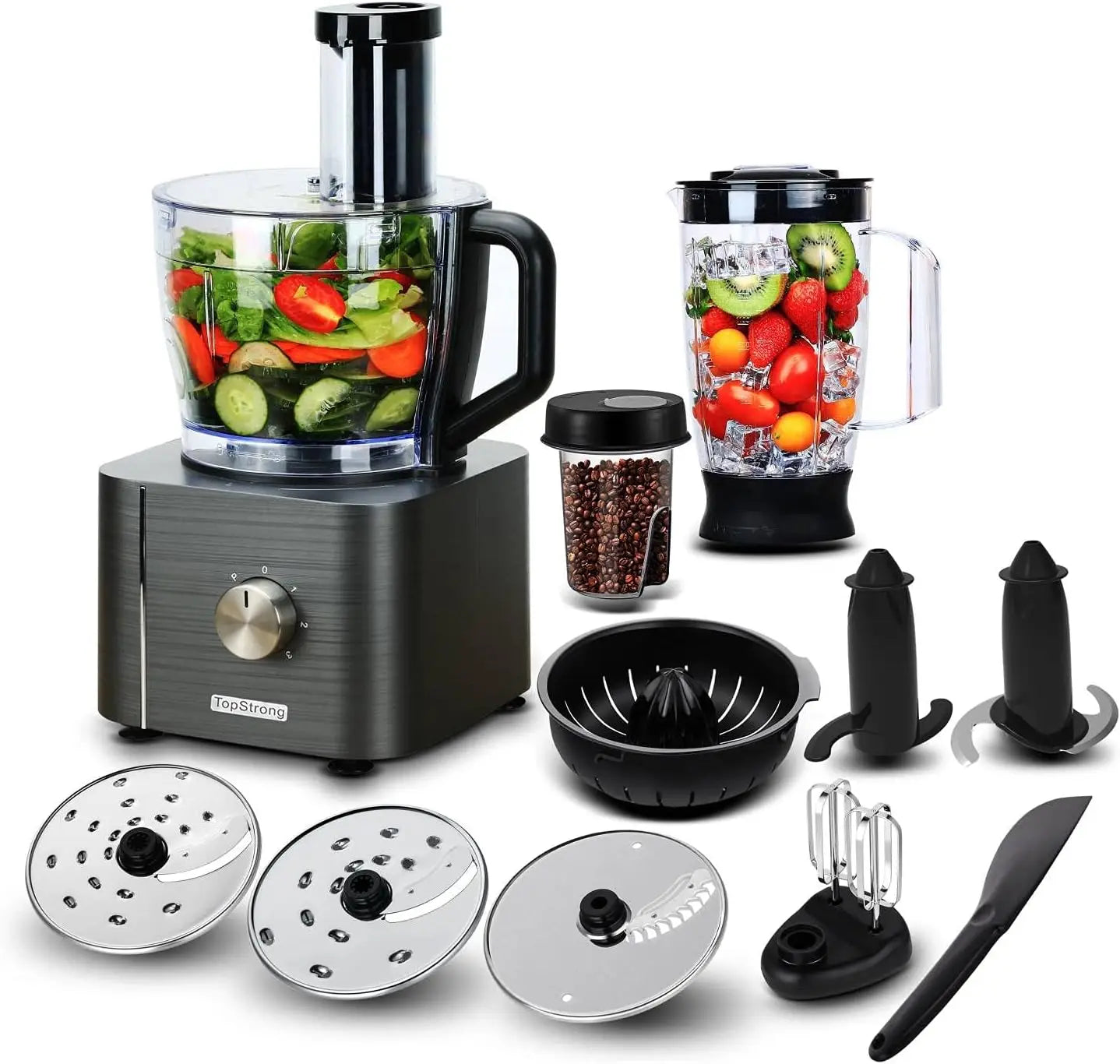 TopStrong 11-in-1 Food Processor – 1100W, 3.2L, 3 Speeds