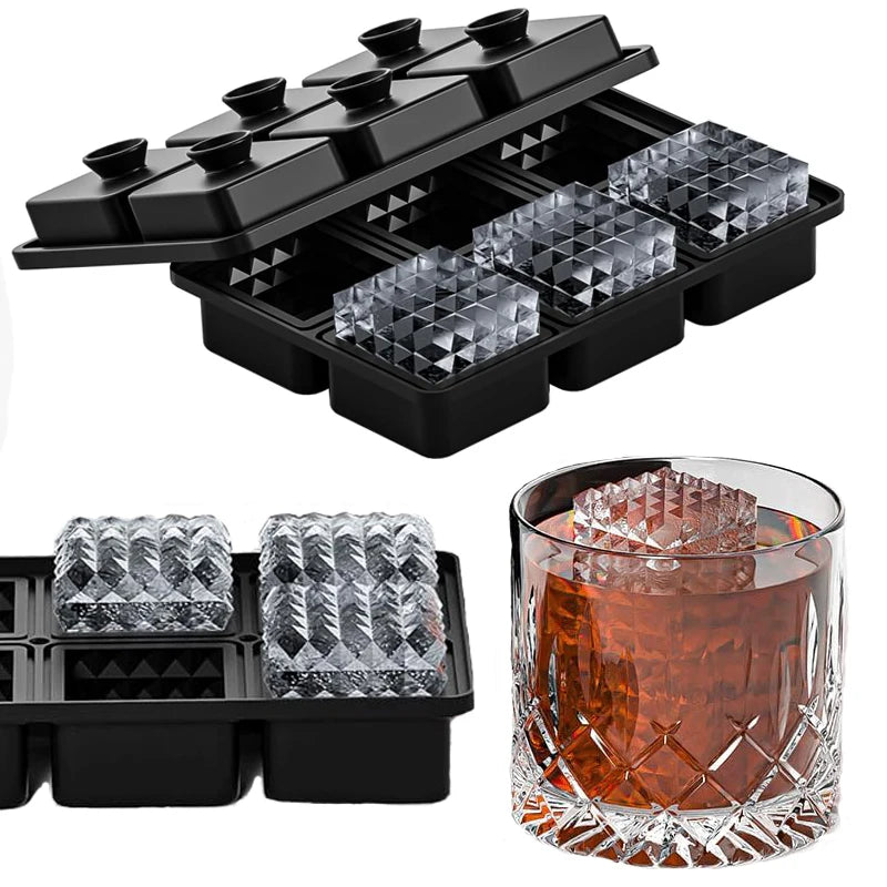 🧊 Crystal-Cut Large Ice Cube Tray – 6 Elegant Spheres for Whiskey, Cocktails & More