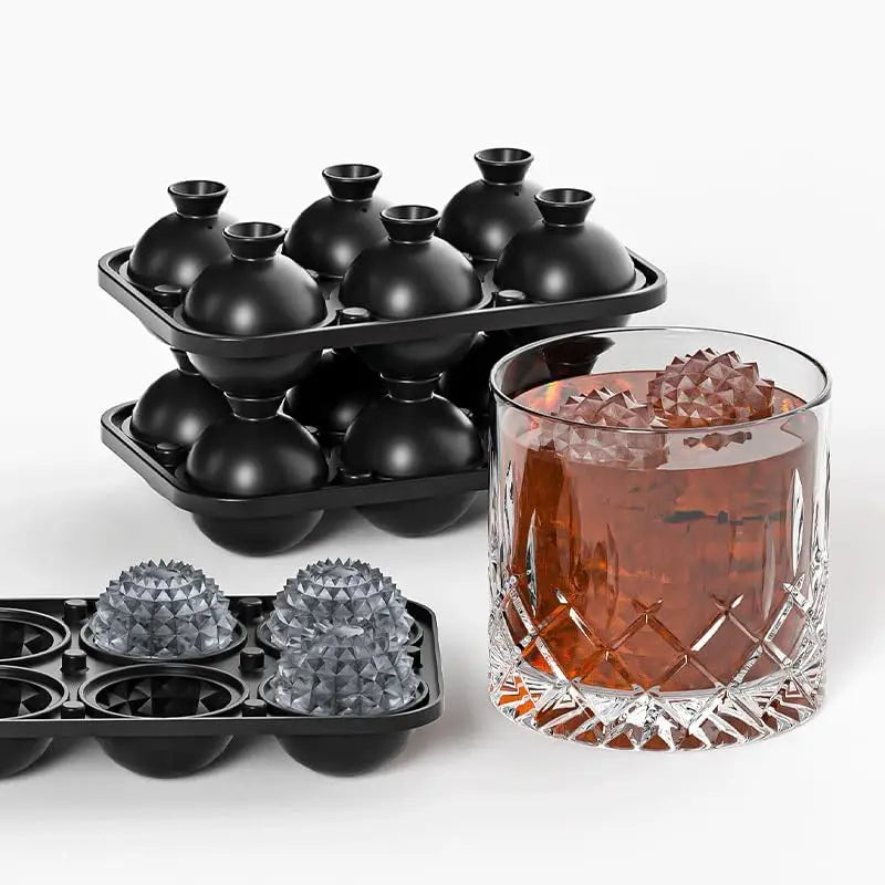 🧊 Crystal-Cut Large Ice Cube Tray – 6 Elegant Spheres for Whiskey, Cocktails & More