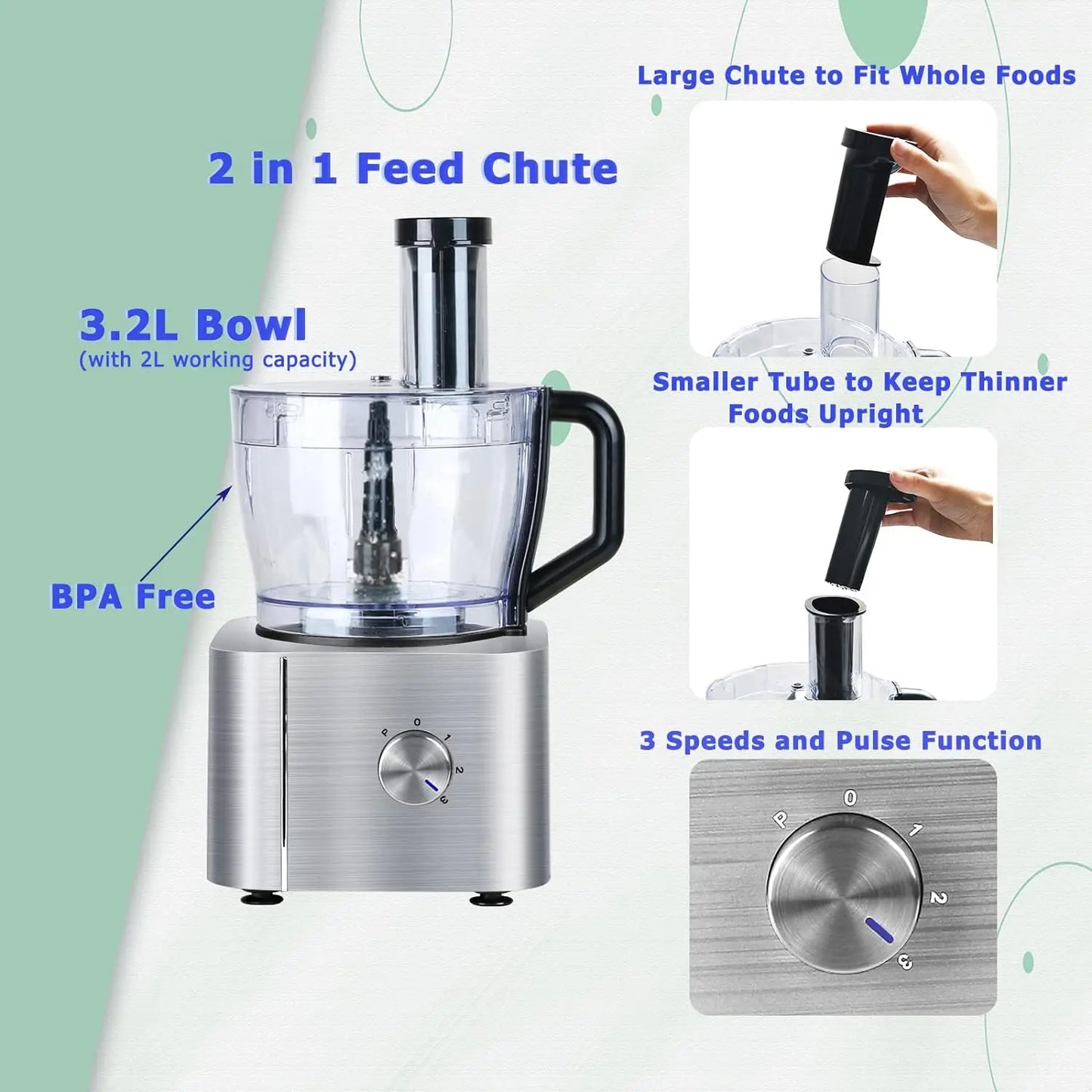 TopStrong 11-in-1 Food Processor – 1100W, 3.2L, 3 Speeds