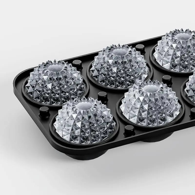 🧊 Crystal-Cut Large Ice Cube Tray – 6 Elegant Spheres for Whiskey, Cocktails & More