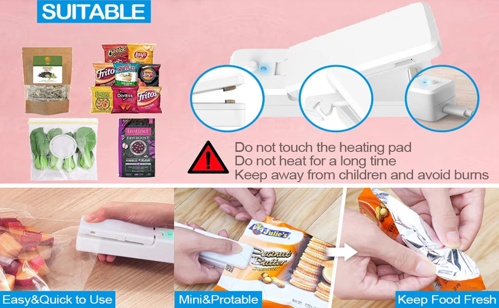 USB Mini Bag Sealer 2-in-1 Portable Heat Sealer & Cutter