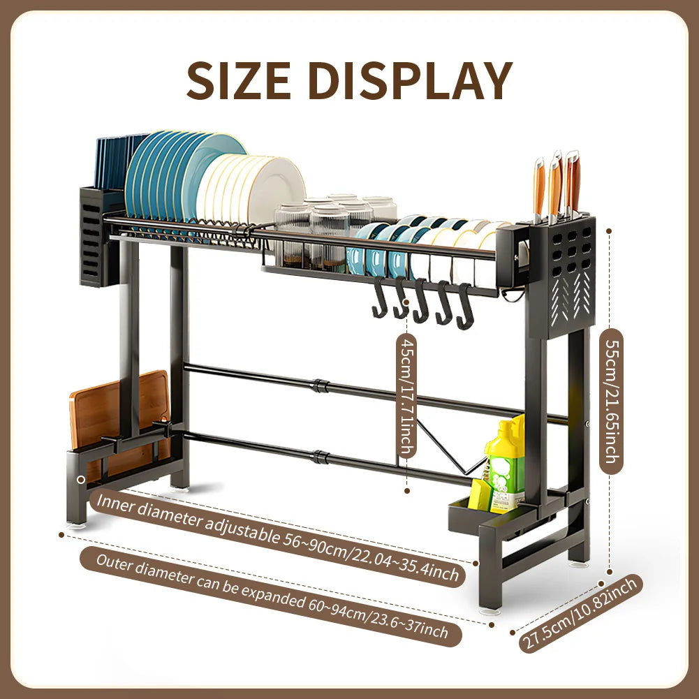 🧼 Keep Your Counter Clutter-Free – 2-Tier XL Dish Drying Rack