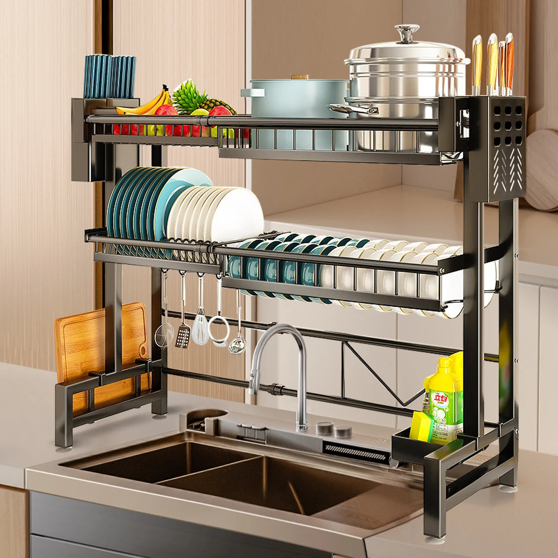 🧼 Keep Your Counter Clutter-Free – 2-Tier XL Dish Drying Rack