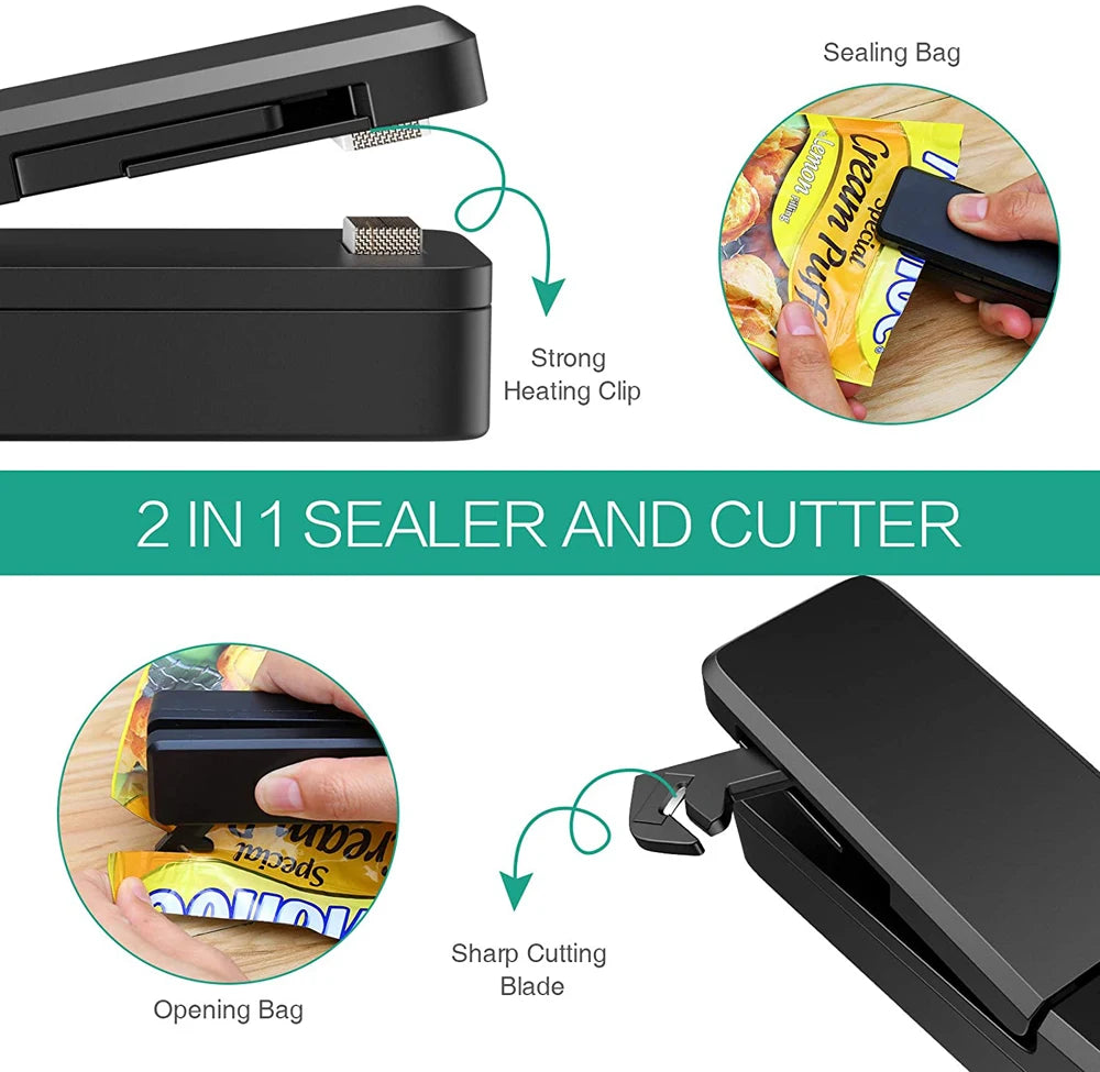 USB Mini Bag Sealer 2-in-1 Portable Heat Sealer & Cutter